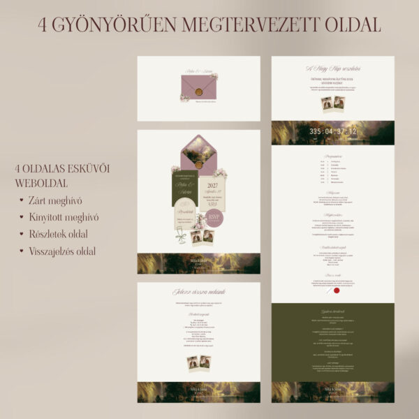 4 oldalas esküvői weboldal