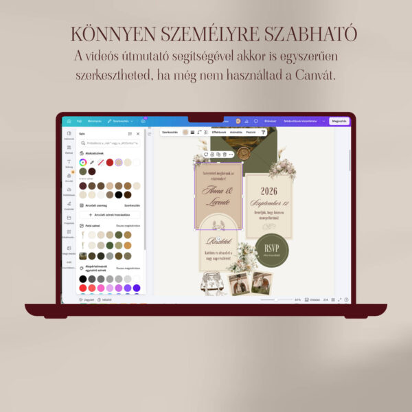 Digitális esküvői meghívó zöld, greenery színben, Esküvői weboldal